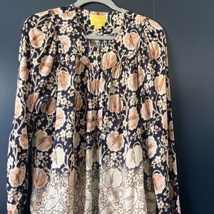 Maeve Navy and Cream Floral Top